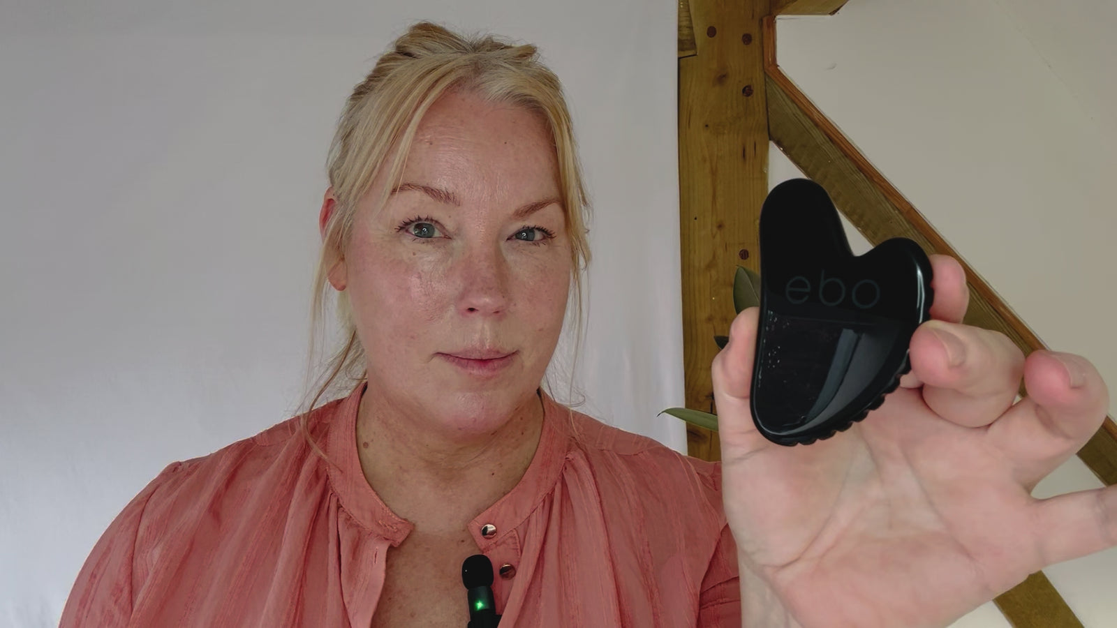 Video of ebo founder, Kirstie Garrett, explaining how each The Wrinkle Eater TM comes with seven easy-to-follow video tutorials, each targeting a different "problem" area of the face, including naso-labial folds, wrinkles and creases and lifting brows and jowls. 